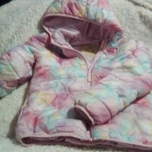 Girls Pastel Tie-Dye Puffer Jacket | Hooded | Size 10 | Like New